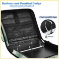 thumbnail image 4 of Zipper Binder with Shoulder Strap 2 inch 3 Ring Waterproof File Folder Organizer Bag 500 Sheet Mint Green Unicorns and Trees, 4 of 8
