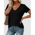 thumbnail image 4 of PRETTYGARDEN Women's V Neck T Shirts Summer Short Sleeve Spring Going Out Tops Casual Loose Fit Basic Tees Beach Clothes, 4 of 10