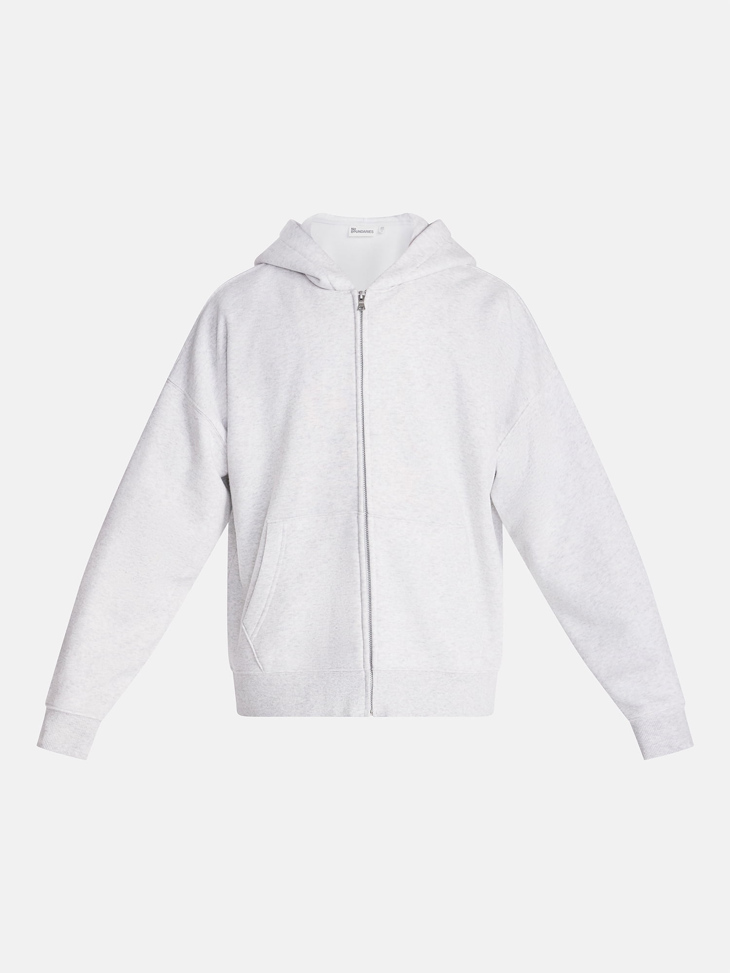 No Boundaries Boxy Oversized Fit Fleece Zip Hoodie Sweatshirt with Long Sleeves, Men's XS-4XLT