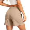 thumbnail image 4 of Women's Solid Color High Waisted Yoga Shorts Tummy Control Athletic Workout Shorts with Pockets Khaki XL(XL), 4 of 7