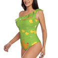 thumbnail image 3 of Picia Funny Chicken Pattern Women's One Piece Swimsuits,One Shoulder Swimwear Asymmetric ,Ruffle Monokinis Bathing Suits,High Waisted Flattering Bathing Suits-, 3 of 8