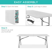 Best Choice Products 6ft Plastic Folding Table, Indoor Outdoor Heavy Duty Portable w/ Handle, Lock - White