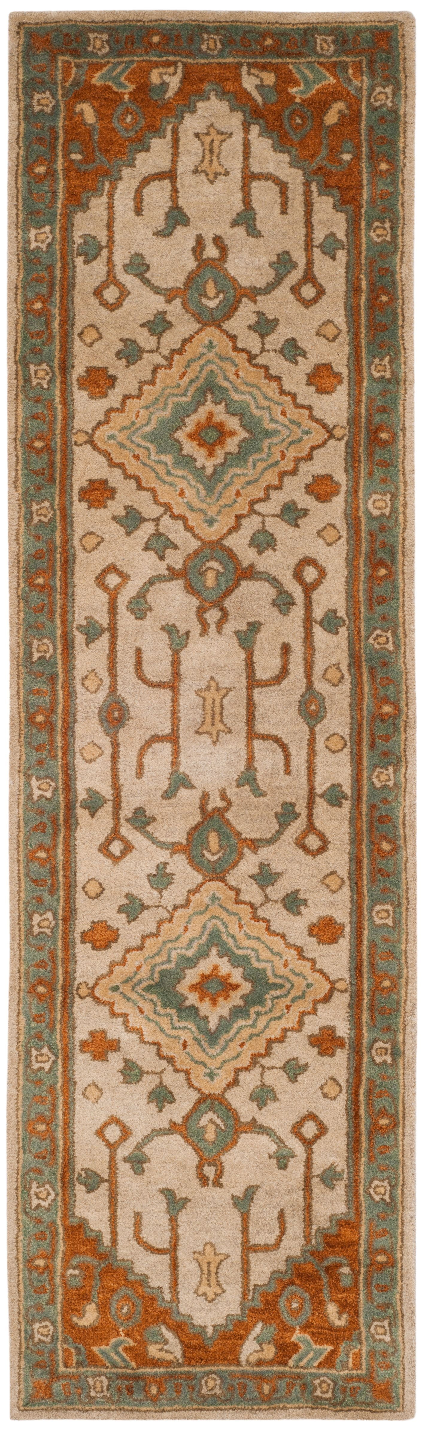 SAFAVIEH Heritage Nita Traditional Wool Runner Rug, Light Blue/Rust, 2'3" x 6'