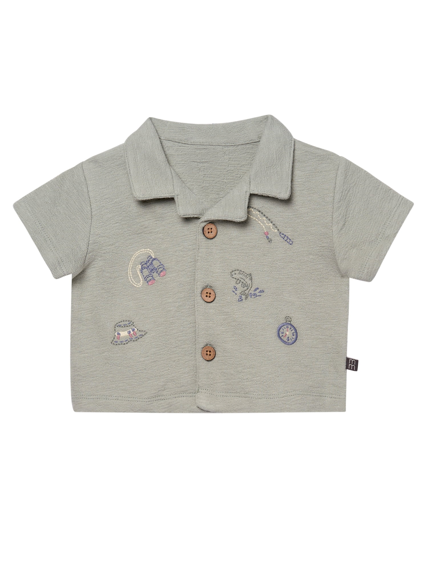 Modern Moments by Gerber Baby Boy Button Down Shirt and Short Set, 2-Piece, Sizes 0/3 Months - 24 Months