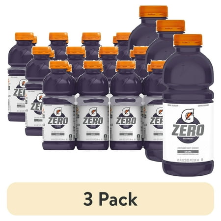 (3 pack) Gatorade Zero Sugar Thirst Quencher Grape, 20 fl oz Bottles, 8 Count Bottles
