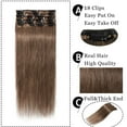 thumbnail image 2 of MY-LADY 8Pcs 18Clips Clip in Hair Extensions Human Hair for Women Double Weft Brazilian Remy Straight Human Hair Clip in Hairpiece 8inch #06 Light Brown, 2 of 8