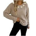 thumbnail image 2 of HongQid Women's Floral Pattern Crewneck Long Sleeve Drop Shoulder Sweaters Pullover Tops, 2 of 7