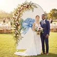 thumbnail image 2 of Hydrangea Flower Arch Backdrop Cover, Spandex Fitted Wedding Arch Cover, Pastoral Blue Bow Floral Spring Lraf Round Top Stand Covers for Birthday Ceremony Bridal Shower Party Decor 6.6x3.3 Ft, 2 of 9