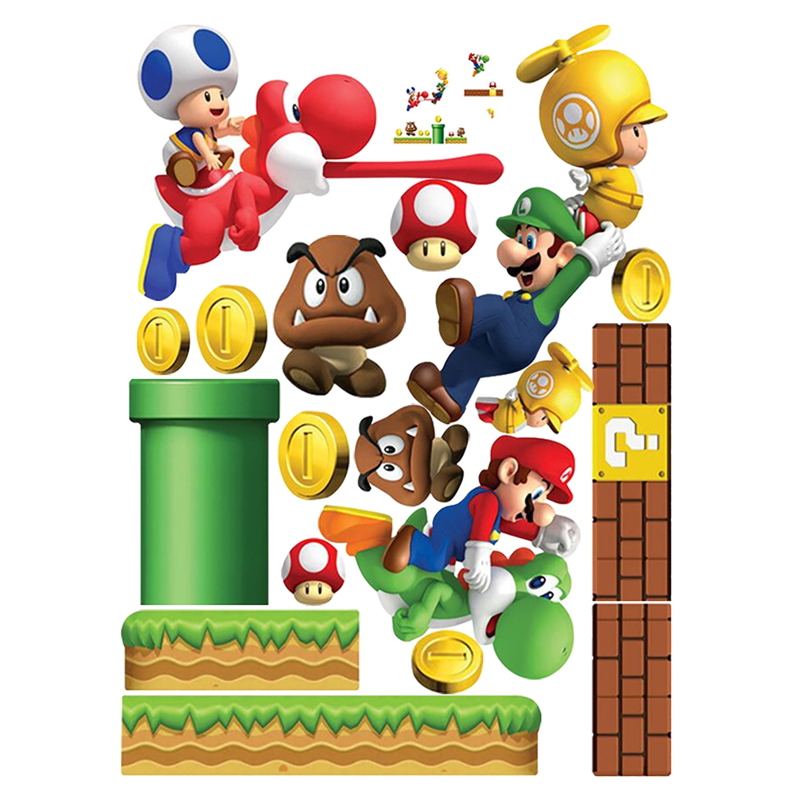 Super - Mario Bros Yoshi Kids Removable Wall Decals Sticker Home Decor ...