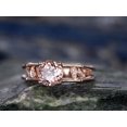 thumbnail image 3 of HeartsAndYou 1.5ct Natural Peach Morganite Bamboo Leaf Engagement Ring 14k SOLID Rose Gold, 3 of 9