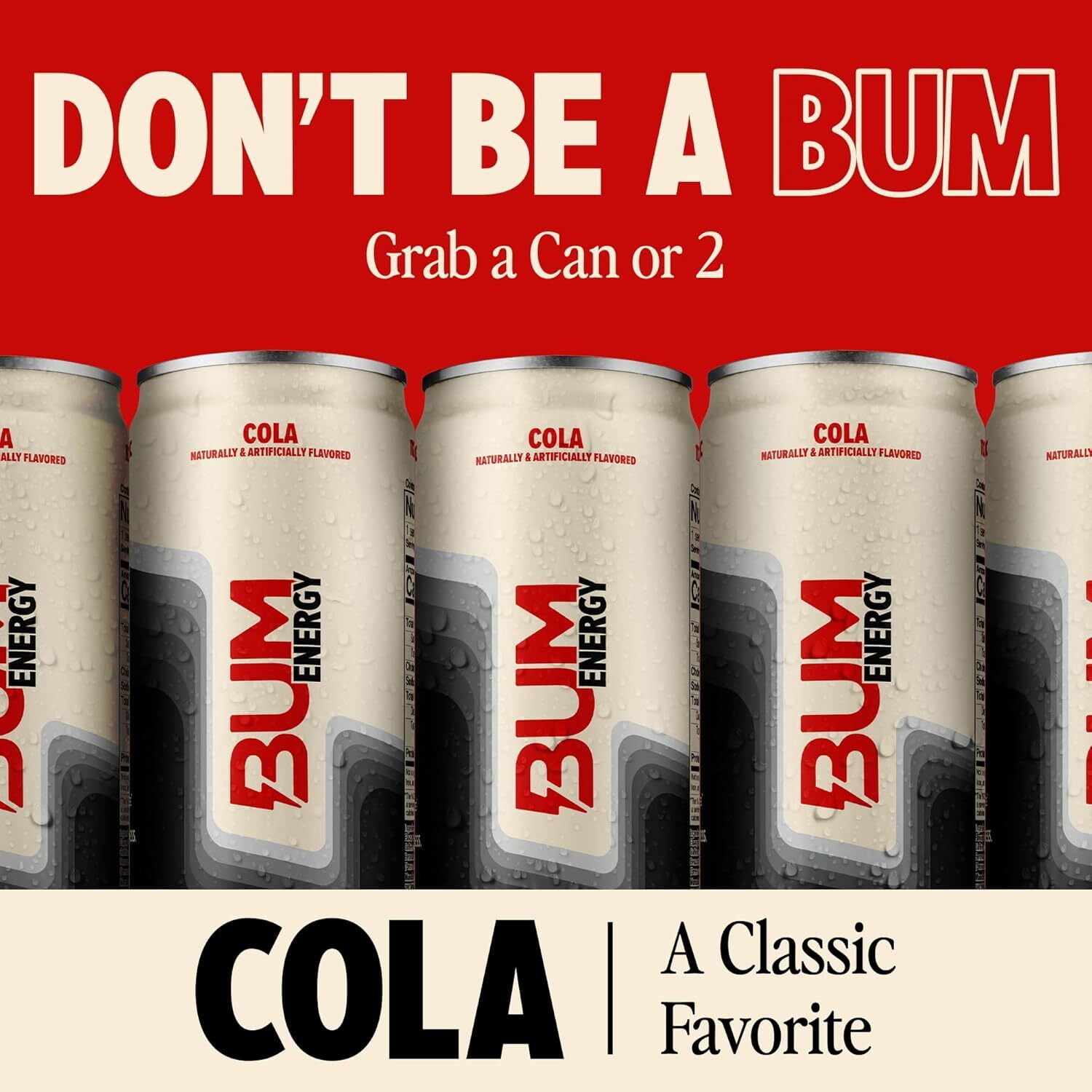 Bum Energy Cola Energy Drink, 112 mg Natural Caffeine, 12 fl oz