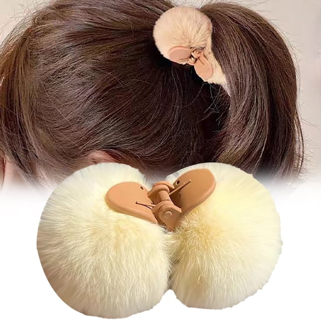Fuzzy Hair Clip Fuzzy Hair Clip Neutral Little Clip Thick And Long Hair Adhere To The Soft Faux Hair Clip Cute Fuzzy Hair Clip Woman,White Polyester Hair Clip