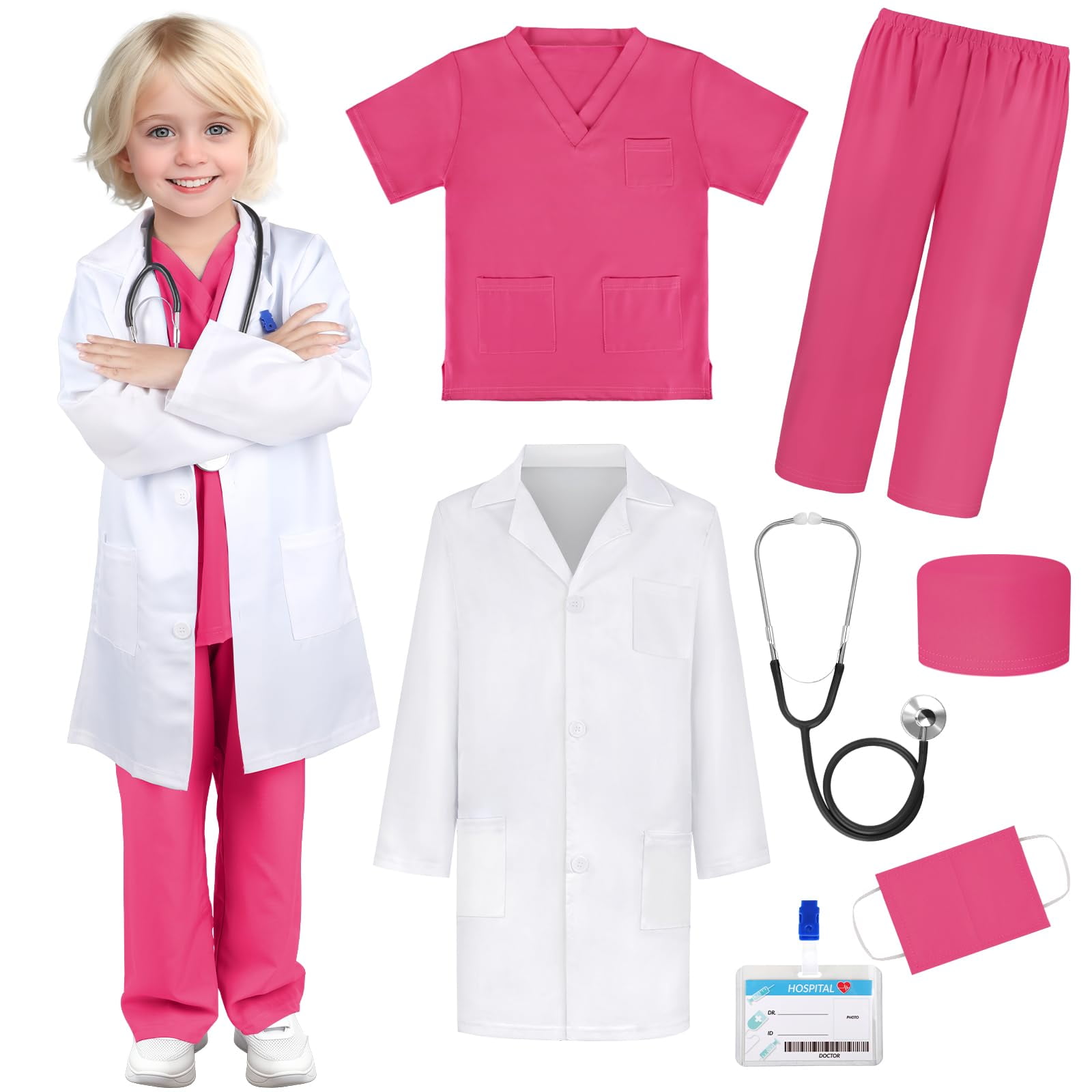 Disfraz De Médico Infantil Con Accesorios - Bata, Estetoscopio Funcional Y Más - Juego De Rol Para Niños De 3 A 10 Años