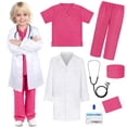 thumbnail image 1 of Disfraz de médico en caja de regalo para niños con bata de laboratorio y estetoscopio, 1 of 7