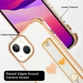 thumbnail image 4 of Designed for iPhone 14 Case with Strap Luxury Love Heart Plating Gold Bumper Phone Cover Wristband Kickstand [Reinforced Corners] Shockproof Anti-Scratch Slim Case for Women-White, 4 of 11