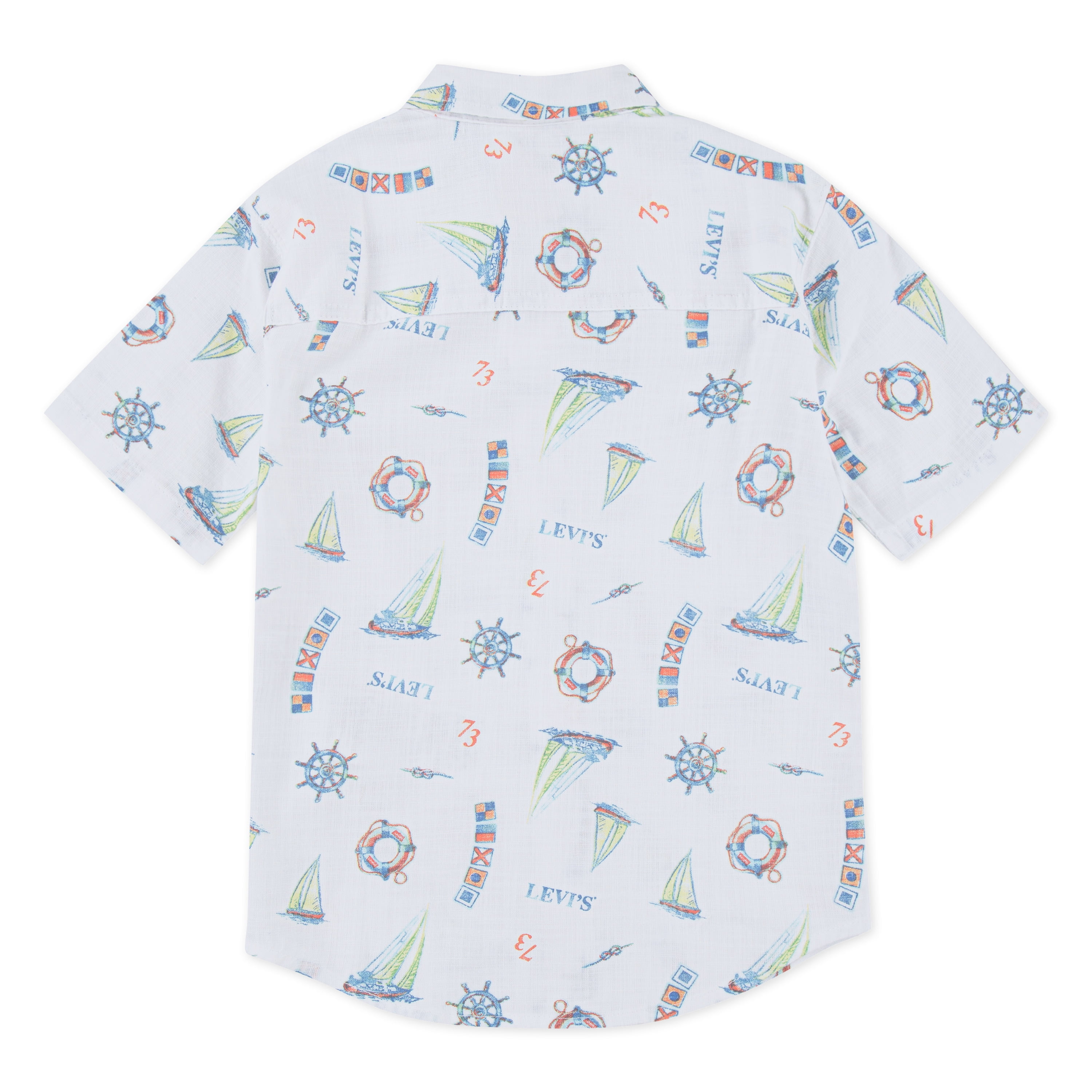 Levi's Boys' Print Textured Button Up Cotton Shirt with Short Sleeves, Sizes 8-20