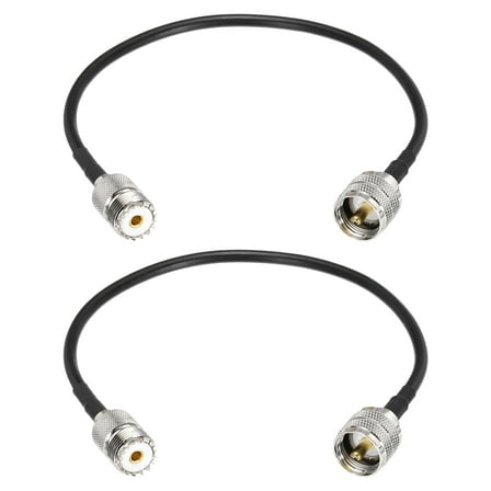 Uxcell 2PCS RG58 Coaxial Cable 1ft/0.3 M, UHF PL-259 Male to UHF SO 239 Female Coax Cable