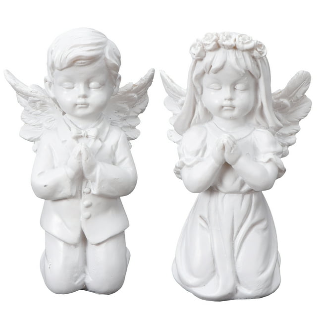 2 piezas de adorables adornos de ángel para decoración de cumpleaños, románticos, para bodas, color blanco