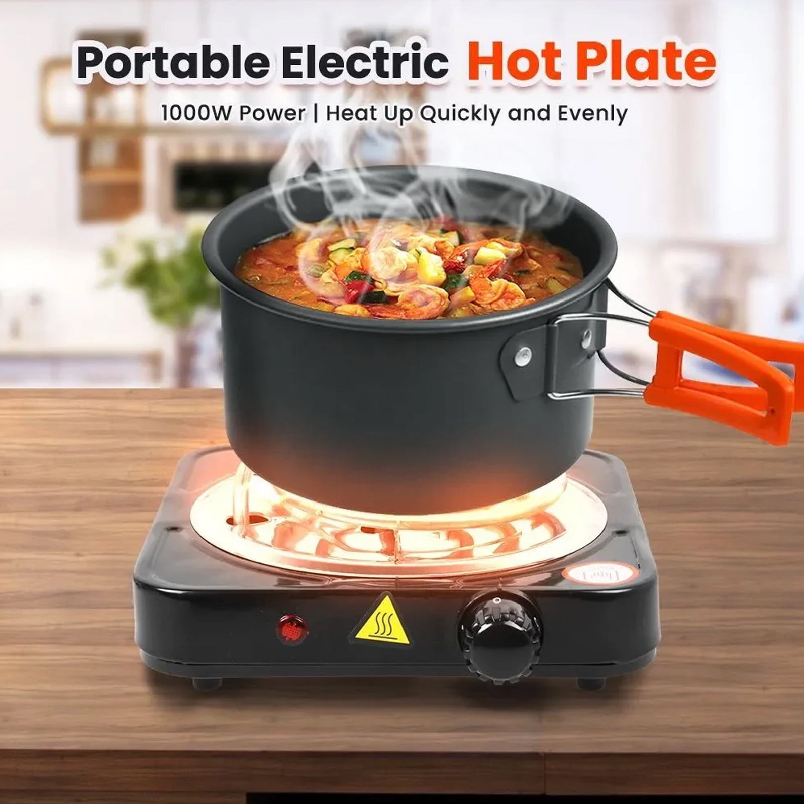 1000W Electric Single Burner, Portable Electric Hot Plate 1000W Electric Single Burner, Portable Electric Hot Plate