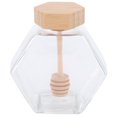 thumbnail image 1 of 1Pack Glass Honey Pot With Sealed Lid For Home Kitchen Use Hexagonal Shape Clear Color, 1 of 8