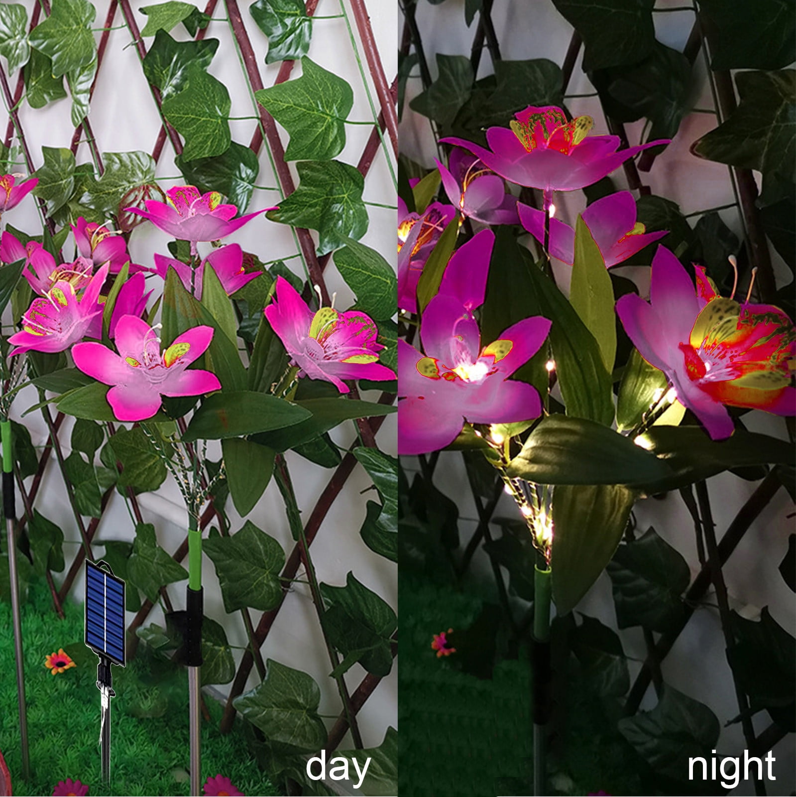 Home Kitchen Lighting Ceiling Solar Light Solar Flower Garden Decorative Lights Waterproof Led Stake Lights Auto On/Off Bright Up To 8 Hrs Lights Outdoor Solar Flowers Purple