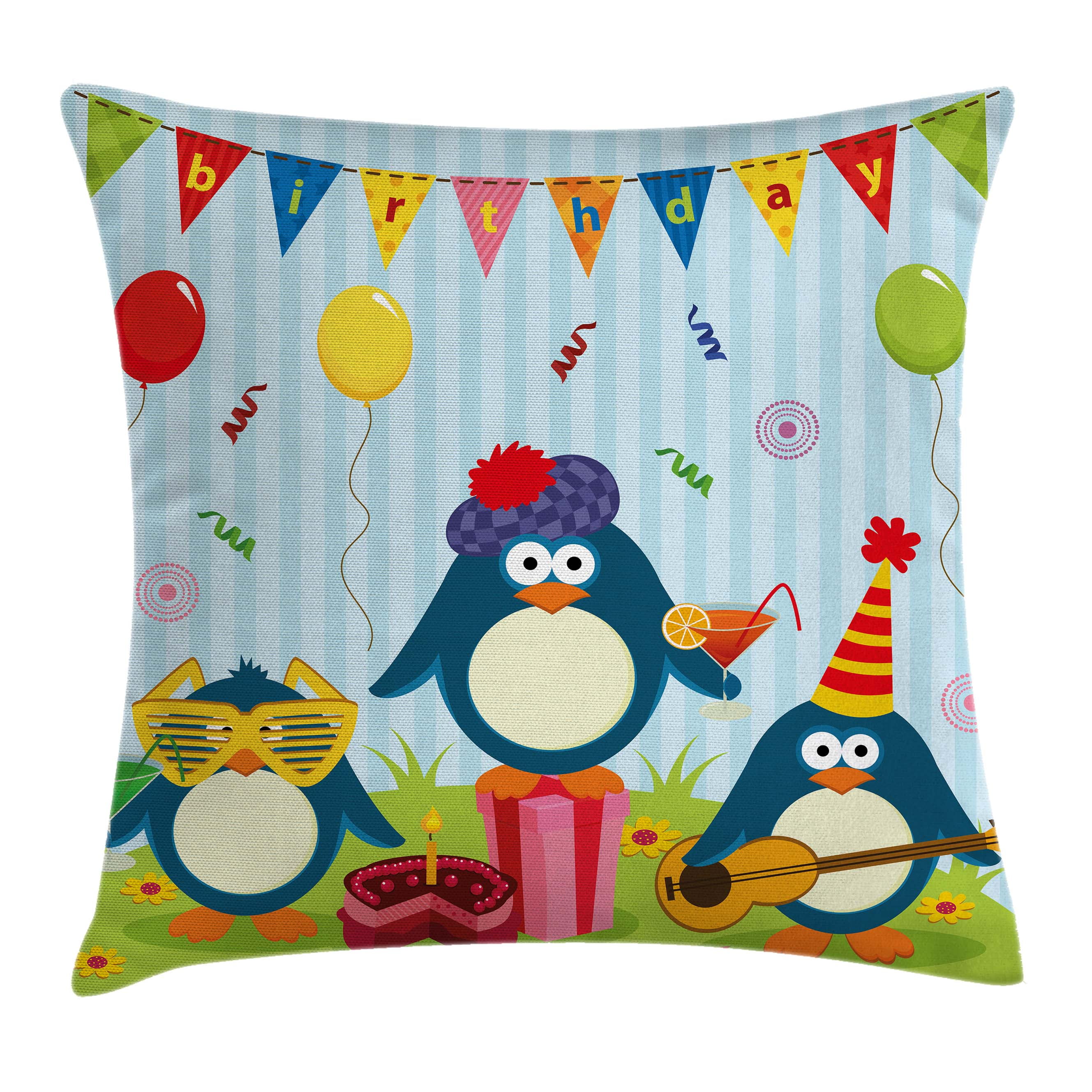 Birthday Decorations For Kids Throw Pillow Cushion Cover Cartoon