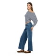 thumbnail image 3 of Forever 21 Women's Off Shoulder Long Sleeve Dolman Top with Banded Bottom - Relaxed Fit OTS Pullover Casual Everyday Style, Navy, X-Small, 3 of 6