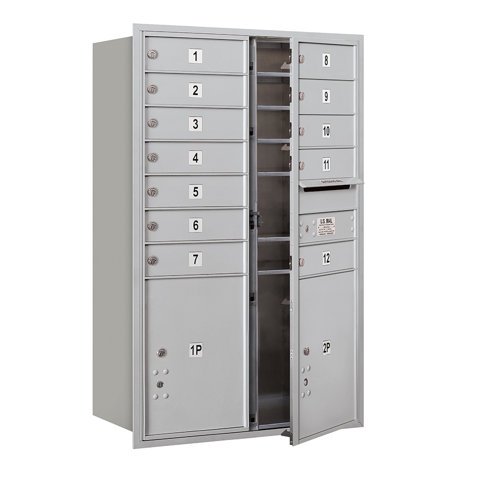 Salsbury Industries Recessed USPS 15 Door Front Load 4C Horizontal Mail Center with 1 Parcel Locker