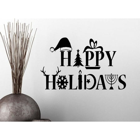 Art Welcome Sign - Happy Holidays - Christmas Chanukah Kwanza Snowflake Door Welcome wall art lettering sign room decor
