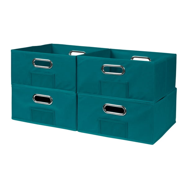 Collapsible Home Storage Set of 4 Foldable Fabric Low Storage Bins
