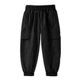 thumbnail image 4 of Hurxie Girls Cargo Pants Elastic Waist Wide Leg Jogger Pants Pockets Parachute Pants Y2K Trousers Black,5-6Years, 4 of 7