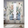 thumbnail image 2 of Christmas Sheer Curtains 84 Inch Length 2 Panels Set Window Treatments, Retro Snowflakes Floral Eucalyptus Leaves Rod Pocket Semi Curtains for Living Room/Bedroom/Kitchen Décor, 104"W x 84"L, 2 of 7