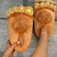 thumbnail image 2 of Funny Slippers for Women Comfortable Novelty Warm Winter Hob-bit Feet Furry Indoor Shoes Adult Couples Valentine's Day Gifts, Brown & One Size, 2 of 7
