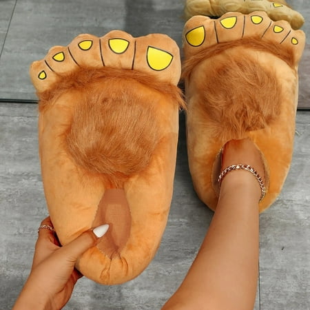 

Daznico Slippers for Women Women And Men Cute Cartoon Design Novelty Slippers House Slippers Warm Cotton Soft Plush Home Slippers Indoor Cotton Slippers Brown 10.5