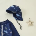 thumbnail image 6 of TOWED22 Toddler Baby Boy Swimsuit Long Sleeve Zipper One Piece Bathing Suit Rash Guard Sun Protection Swimwear with Hat Blue,18-24 M, 6 of 7