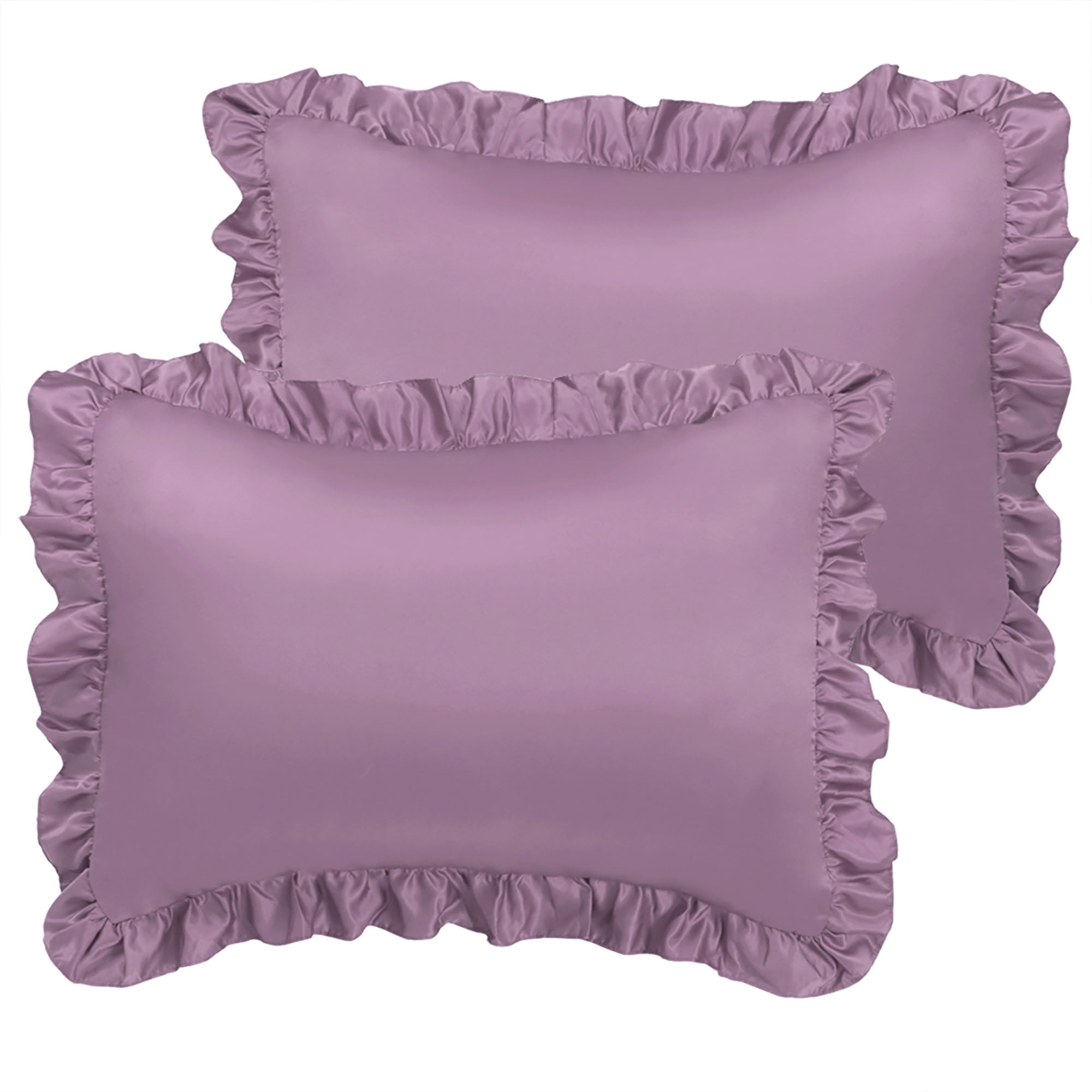 2PCS Pillow Shams Satin Silk Pillow Cases Oxford Pillowcases Ruffled