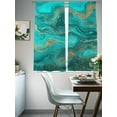 thumbnail image 4 of Turquoise Marble Sheer Curtains for Living Room Bedroom Farmhouse Modern Abstract Aesthetic Sheer Curtains 63 Inch Long 2 Panels Set Light Filtering Curtain Window Treatments Drapes for Dining Room, 4 of 6
