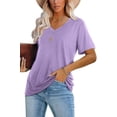thumbnail image 2 of Camiseta Básica Casual de Manga Corta con Cuello en V Lunivop para Mujer, 2 of 3