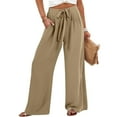 thumbnail image 2 of FASHIONPANT Fashion Casual Pants For Women Linen Wide Leg Loose High Waist Beach Haren Pockets Pants, 2 of 6