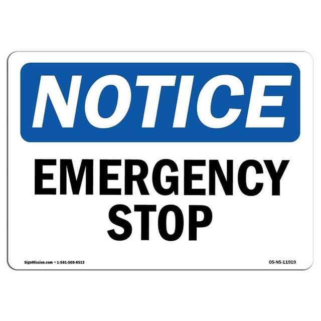 SignMission OS-NS-A-1824-L-11919 Panneau de Signalisation OSHA 18 x 24 Po - Arrêt d'Urgence
