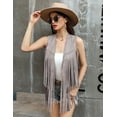 thumbnail image 5 of Yesfashion Women's Fringe Vest 70s Hippie Sleeveless Tassel Long Cardigan Jacket Cowgirl Western Tops, 5 of 9