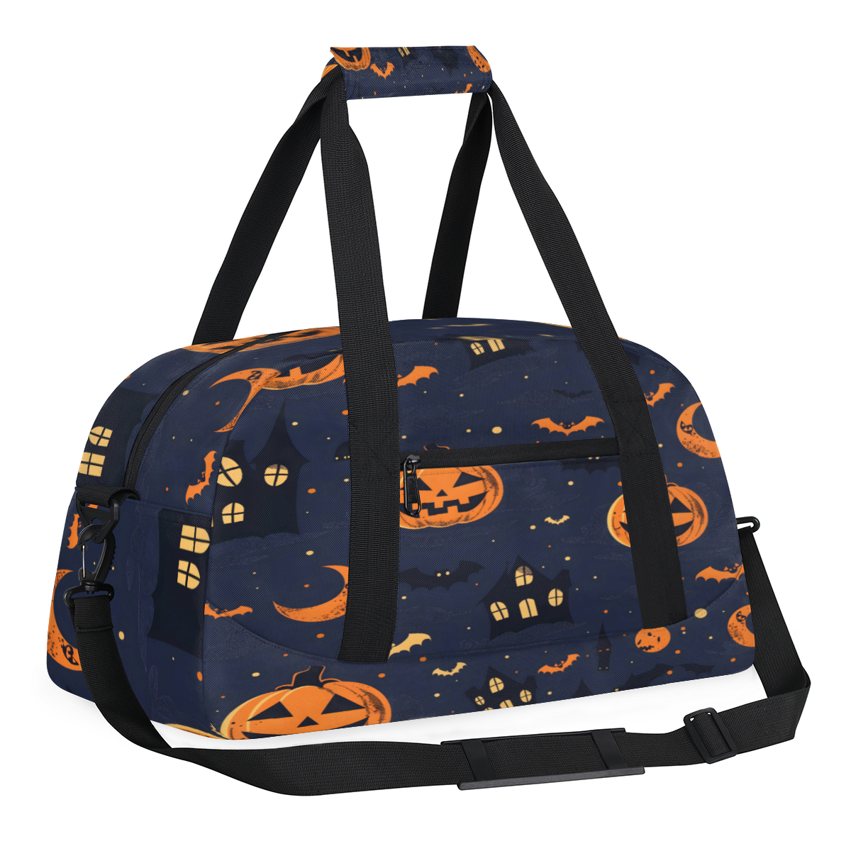 Herdesigns Sports Duffle Bags Travel Duffle Bag Gym Bag Halloween Pumpkin Bat Weekender Travel Bag Waterproof Overnight Bag Carry On Travel Tote Bag Dance Bags