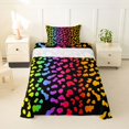 thumbnail image 2 of Manfei Ink Rainbow Twin Sheets, Neon Leopard Print Bedding, Black Pink Orange, 3 Pieces, 1 Flat Sheet, 1 Fitted Sheet and 1 Pillowcase, 2 of 6