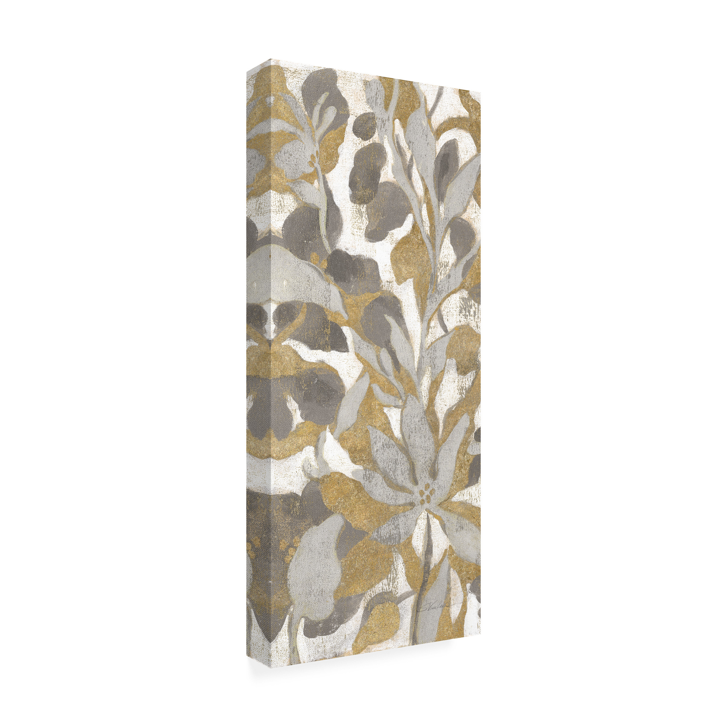 Trademark Fine Art 'Painted Tropical Screen I Gray Gold Crop' Canvas Art by Silvia Vassileva