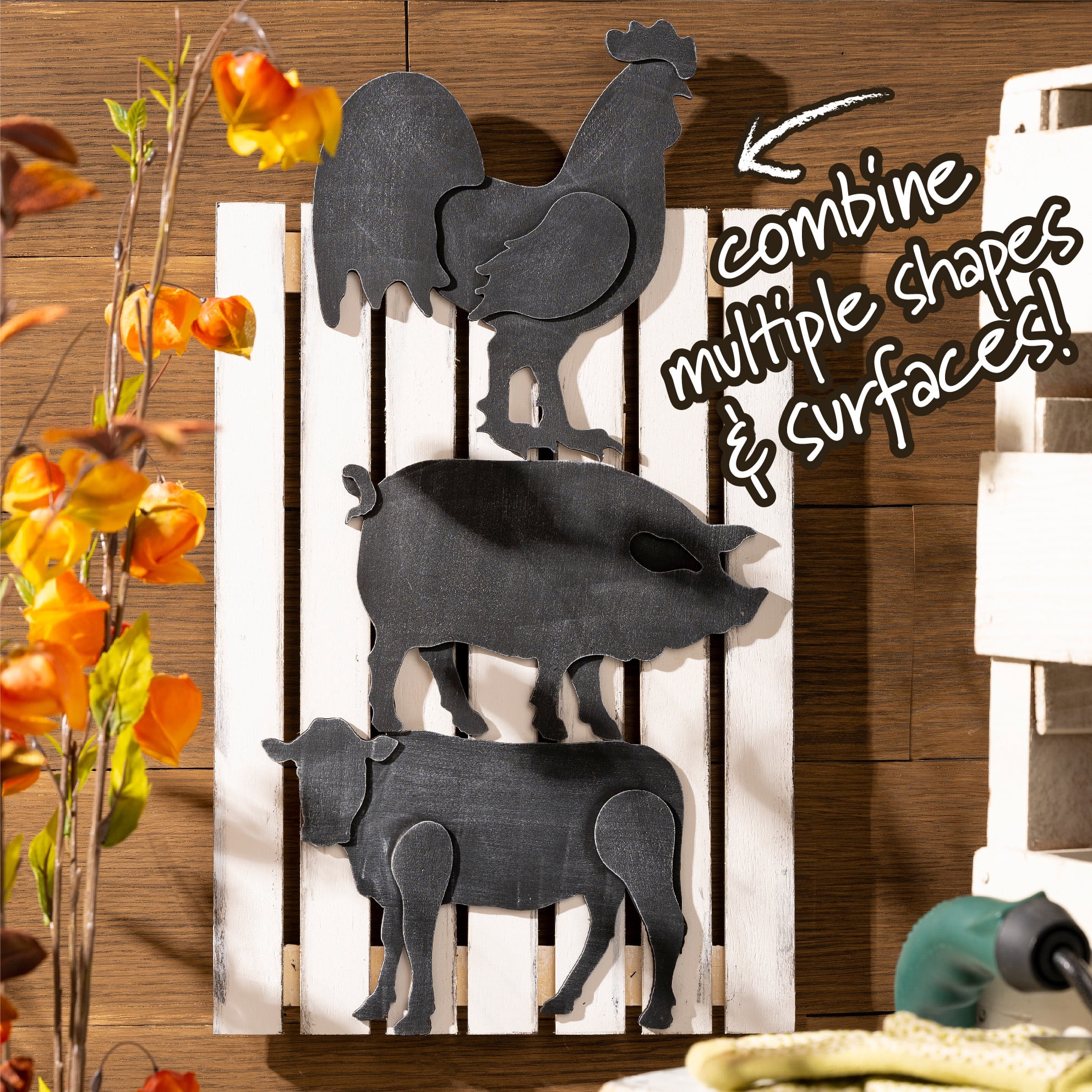 (2 pack) Plaid Surfaces Layered Wood Shape, Rooster