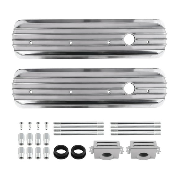maXpeedingrods Aluminum Valve Cover for SBC Small Block Chevy engines 283 327 350 383 400 with center bolt heads '87-up heads