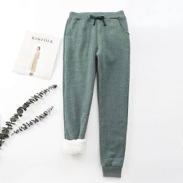 Womens Fleece Lined Jogger Pants Solid Soft Warm Athletic Drawstring Sweatpants with Pockets
