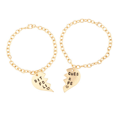 Lux Accessories Bitches for Life Heart BFF Best Friends Forever Bracelet Set (2 (Best Hermes Bracelet Replica)