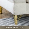 thumbnail image 4 of Wiilayok Modern Living Room Sofa,Teddy Fabric Upholstered Sofa Couch with Golden Metal Legs,Classic 2-Seater Sofa Comfy Accent Sofa,White, 4 of 8