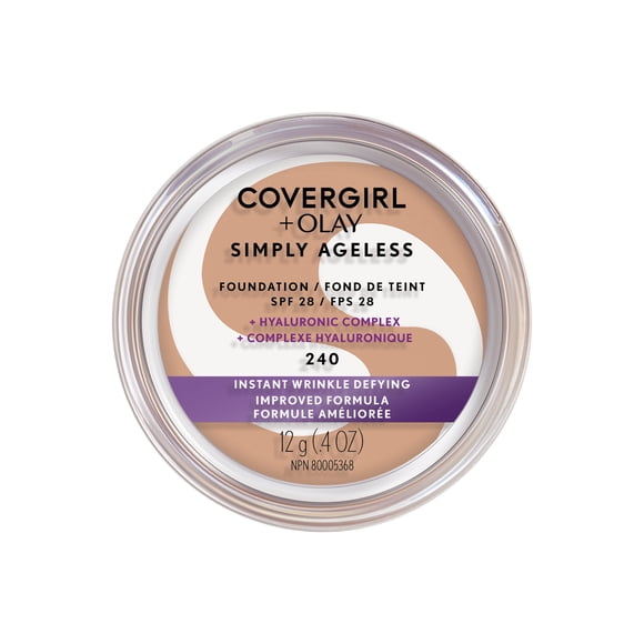 COVERGIRL Simply Ageless Instant Wrinkle Defying Foundation with Hyaluronic Complex, Vitamin C, and Niacinamide - SPF 28, 100% Cruelty-Free